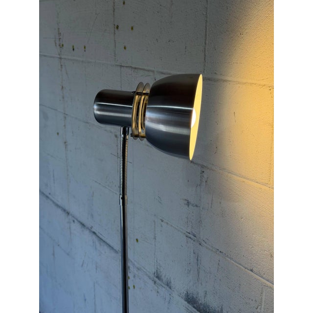 Brushed Steel Floor Lamp With Adjustable Shade Mid-Century Modern 1970s For Sale - Image 10 of 10