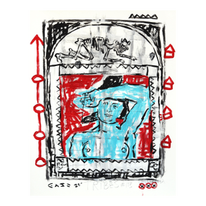Blue Nude Mood - Original Pop Street Art Figurative Acrylic Painting on Thick Poster Board by Gary John