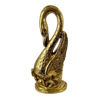 1990s Virginia Metalcrafters Historic Charleston Solid Brass Swan Doorstop - 15" For Sale