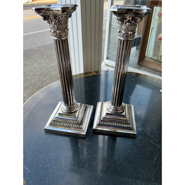 1900 - 1909 1900s Sterling Candlesticks - a Pair For Sale - Image 5 of 6