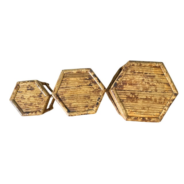 Wood Vintage Graduated Bamboo Plant Stands, Set of 3 – Hollywood Regency / Coastal / Organic Modern For Sale - Image 7 of 10
