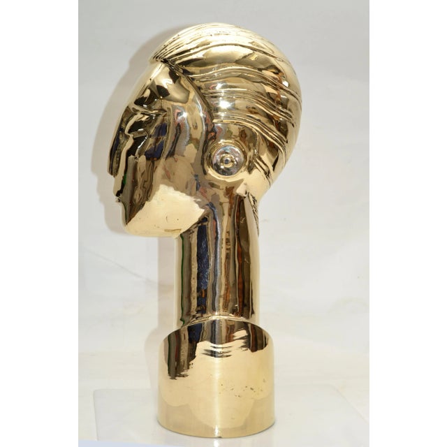 Art Deco Style Hagenauer Manner Bronze Bust, Figurative Sculpture Elongated Neck For Sale - Image 12 of 13