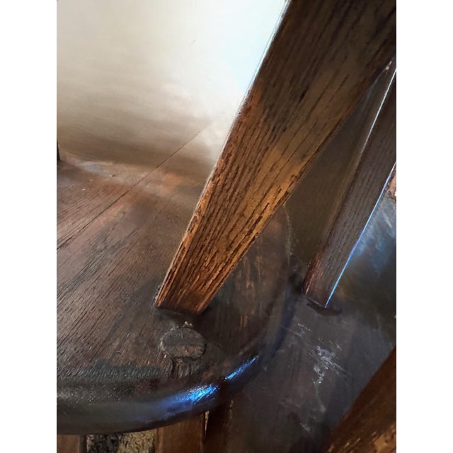 Early 20th Century Antique Solid Oak Wood Octagonal Shaped Dining Table With Three Chairs For Sale - Image 12 of 12