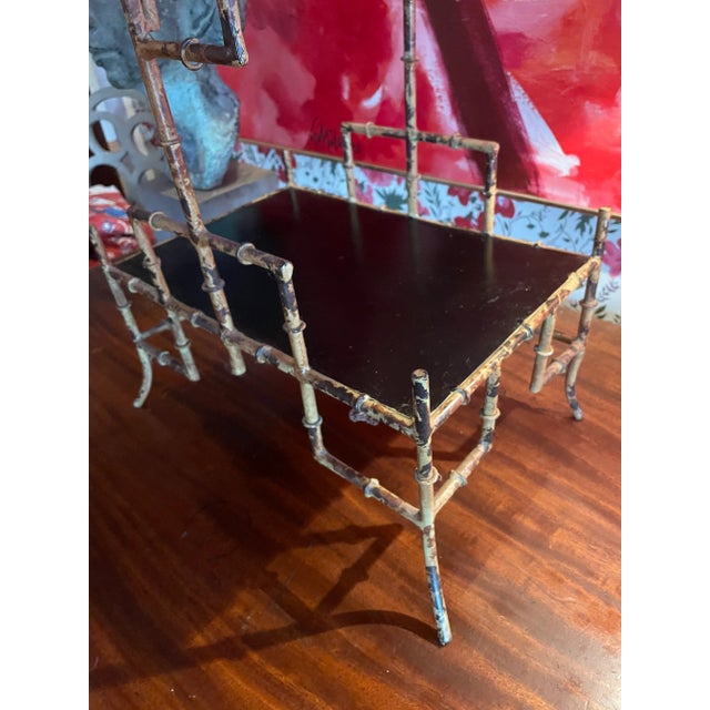 Early 20th Century Faux Bamboo Display Etagere Made of Metal and With a Faux Tortoiseshell Finish For Sale - Image 9 of 12