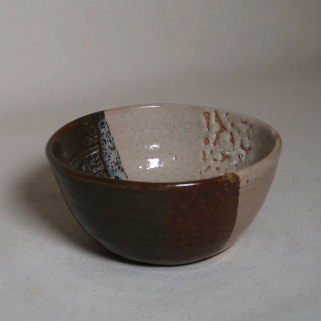 Ceramic Late 20th Century Hand-Thrown Studio Pottery Ceramic Bowl With Split Glaze Earth Tone Finish For Sale - Image 7 of 13