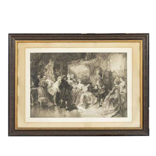 Vincente de Paredes, Royal Visitors in Watteaus Studio, 19th Century, Engraving on Paper, Framed For Sale - Image 6 of 6