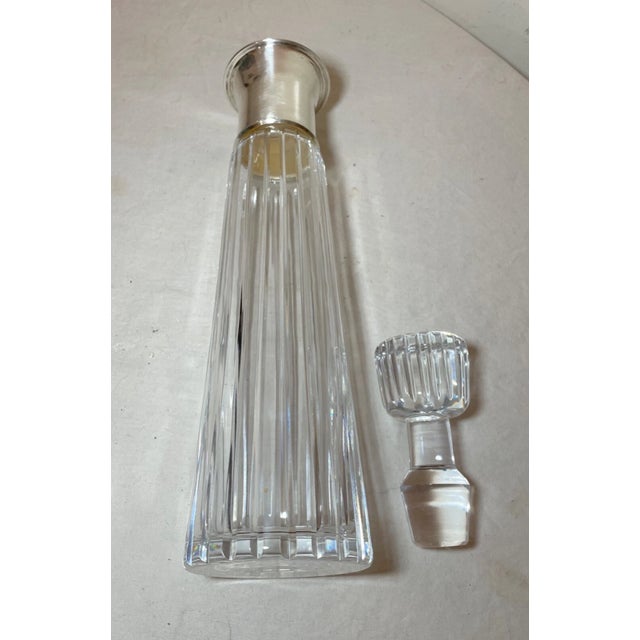 Tall Vintage Mid Century Modern Sterling Silver Crystal Glass Atlantis Decanter For Sale - Image 9 of 10