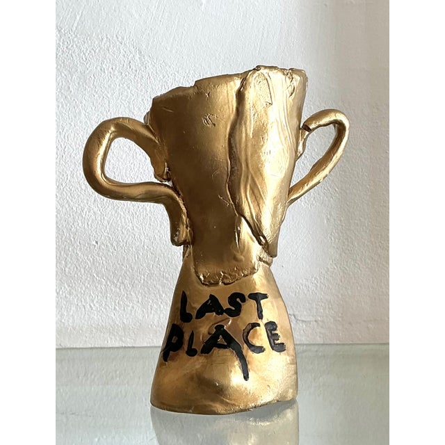 Mid 20th Century Vintage Ceramic Gold Plated Last Place Trophy For Sale - Image 5 of 12