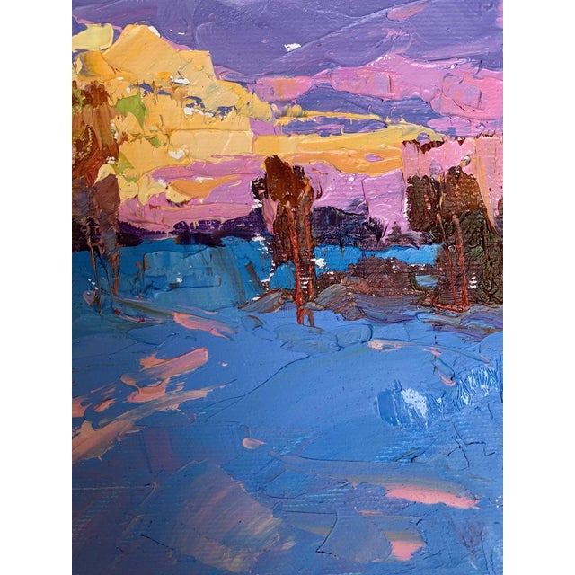 Textile Oil Painting in the Evening in the Cold Oksana Ivanyuk For Sale - Image 7 of 12