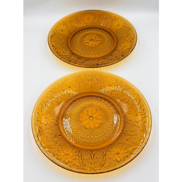 Timeless elegance of this stunning vintage Indiana Glass Tiara Amber dinner plate set! This exquisite set showcases the...