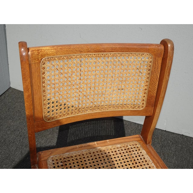 1990s Vintage French Country Brown Oak Side Chair With Cane For Sale - Image 5 of 12