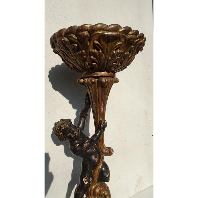 Antique Italian Carved and Gilded Wooden Plant Stand with Putti, 1890s For Sale - Image 14 of 18