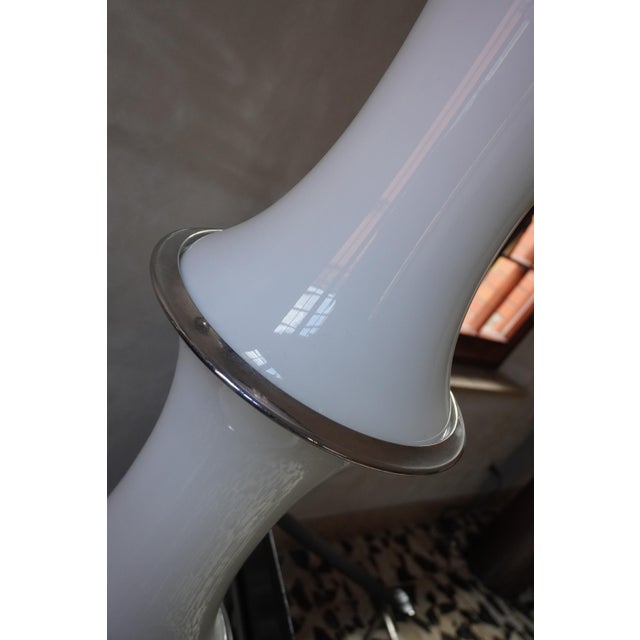 Silver Bamboo Model Floor Lamp in Opaline Glass and Steel by Enrico Tronconi, 1970s For Sale - Image 8 of 12