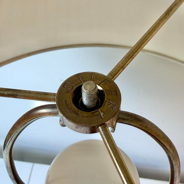 1980s Brass Daisy and Porcelain Lamps; A Pair For Sale - Image 11 of 12