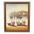Original Artist Signed ‘Seaside Harbor’ Acrylic Painting in Carved Walnut and Brass Frame For Sale