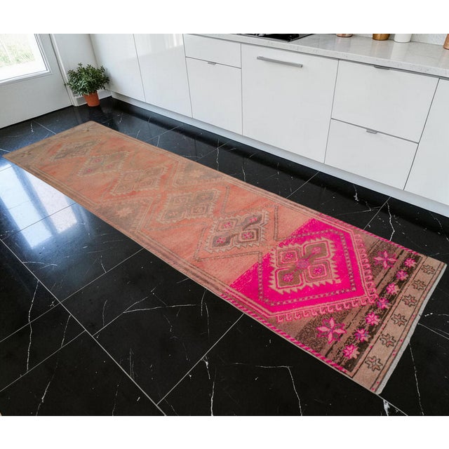 Tribal Hand-Knotted Turkish Kurdish Runner Rug 3′ × 12′ For Sale - Image 3 of 13