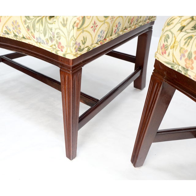 Pair of Deep Profile Antique Wing Arm Chairs Mahogany Legs Federal Style For Sale - Image 17 of 18