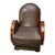 1970s Art Deco Style Brown Leather and Walnut Arm Chair For Sale