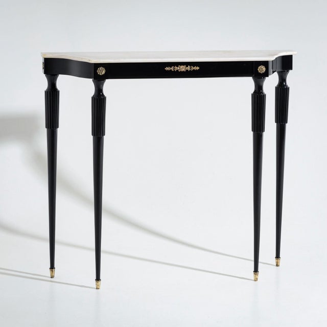 Mid-20th Century Black Console Table with White Stone Top, Italy For Sale - Image 16 of 18