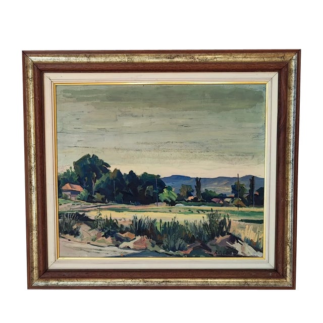 Kurt Conrad Loew, Paysage, Oil on Wood, 1960s, Framed For Sale