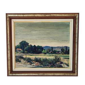 Kurt Conrad Loew, Paysage, Oil on Wood, 1960s, Framed