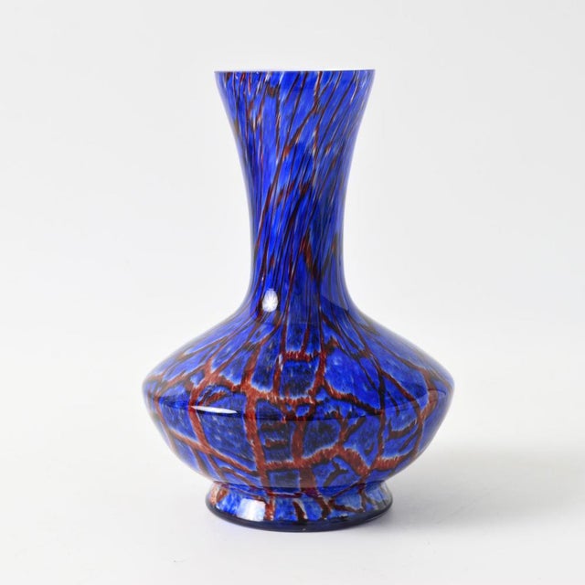 Blue and Red Spatter Glass Vase from Wilhelm Kralik, 1920s For Sale - Image 6 of 9