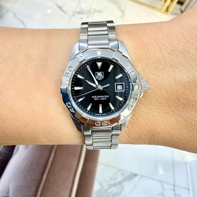 Ladies Tag Heuer Aquaracer 27mm way1410.ba0920 Black Dial Steel Quartz Watch For Sale - Image 10 of 11
