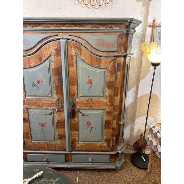 A unique piece of furniture dating from the late 18th to early 19th century. A polychrome Tyrolean wedding wardrobe,...