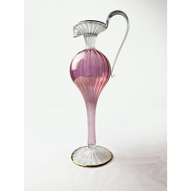 1940s Mid-Century Modern Murano Pink Venetian Glass Pitcher, 1940s For Sale - Image 5 of 14