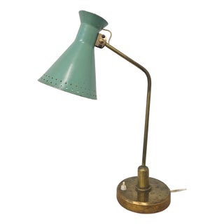 Mid-Century Table Lamp with Typical Metal Conical Shade attributed to Stilnovo, 1950s For Sale