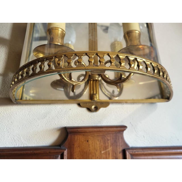 Louis XVI Style Gilt Brass Wall Sconce, 1950s For Sale - Image 3 of 8