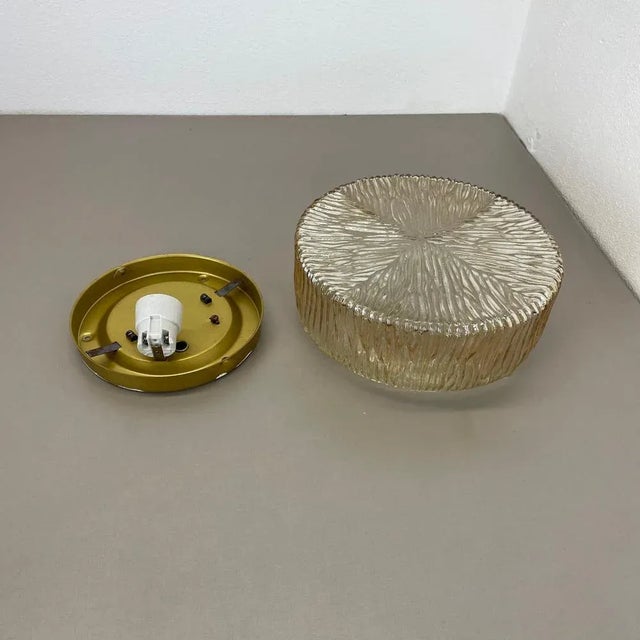 Amber Textured Wall Light in the style of Helena Tynell for Glashütte Limburg, 1960s For Sale - Image 12 of 18