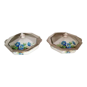 1940s Art Deco Wilkinson Arthur J. Royal Staffordshire Pottery Pair of Tureens