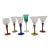 Vintage Multicolor Blown Glass Cordial Glasses, Set of Six For Sale