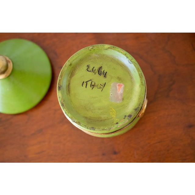 1960s 1960s Italian Green and Gold Stoneware Jar For Sale - Image 5 of 8