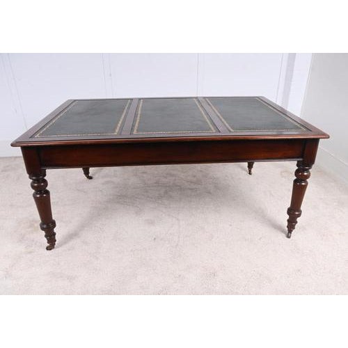 Victorian Mahogany Library Table or Desk, 1880 For Sale - Image 9 of 11
