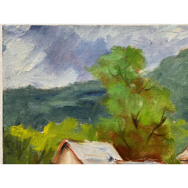 Mid 20th Century Clifford Holmes "Country Farm" Original Oil Painting C.1950 For Sale - Image 5 of 9