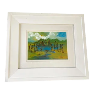 Acrylic (Marécage) )Landscape on Paper Framed 13.25" by 11.25" by Yjr