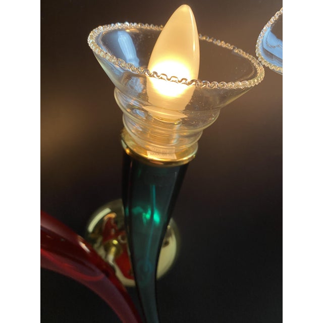 Ducale Hand Blown Red and Green Murano Glass Sconce by VeArt, 1970 For Sale - Image 9 of 17