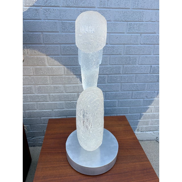 Monumental Textured Art Acrylic Abstract Sculpture on Brushed Aluminum Base by Sally Mattikow. A striking example of...