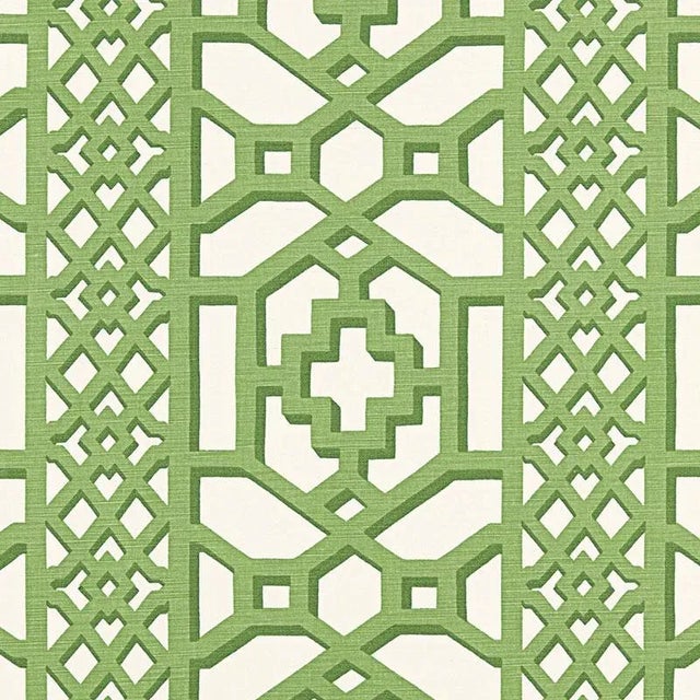 Sample- Schumacher Zanzibar Trellis Matte Fabric in Jade For Sale