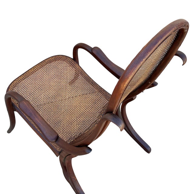 1900 - 1909 Rare Vienna Secession Bent Oak & Cane Easy Chair No. 01 Attributed to Thonet For Sale - Image 5 of 5