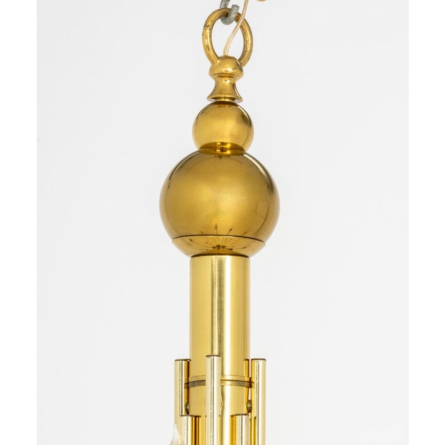Mid-Century Modern Brass 16-Branch Chandelier For Sale - Image 3 of 7