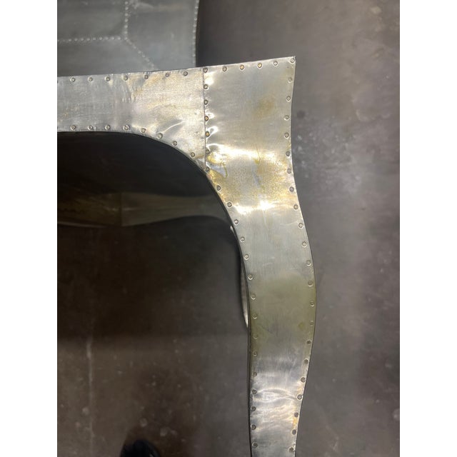 Silver Louise Art Deco Industrial Style Metal-Clad Nesting Coffee Tables by Paul Mathieu—Set of Three For Sale - Image 8 of 12