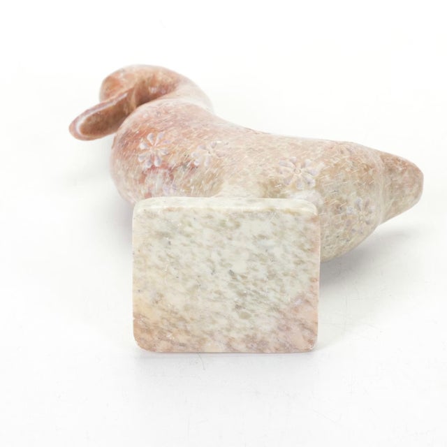 Stone Floral Carved Soapstone Duck For Sale - Image 7 of 11