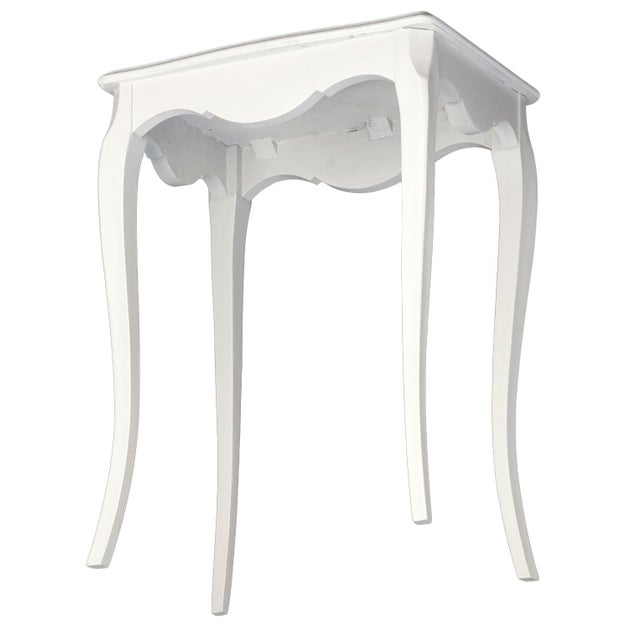 Wood 1920s Petite Antique White French Side Table For Sale - Image 7 of 8