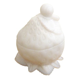 Early 20th Century Strawberry & Snail Sugar Pot in Opaline Glass from Portieux, 1890s For Sale