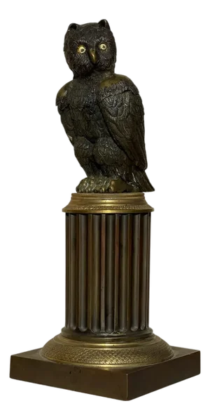 Bronze Owl Inkwell, 19th Century