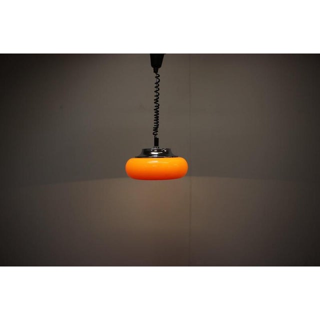 Plastic Space Age Pendant Lamp in Orange from Guzzini, Italy, 1970s For Sale - Image 7 of 11