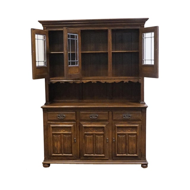Ethan Allen Ethan Allen Royal Charter Solid Oak 55" Buffet W. China Cabinet 16-6007 / 16-6009 For Sale - Image 4 of 13
